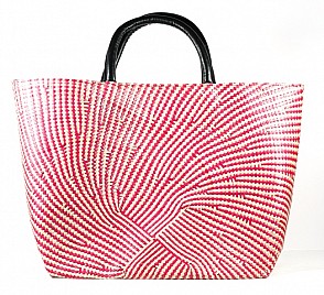 NATURAL & RED LARGE TOTE