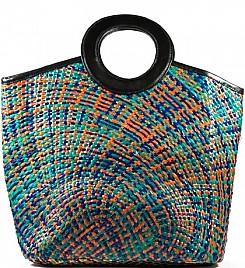 BLUE & ORANGE GARDEN PARTY TOTE