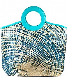 BLUE & NATURAL GARDEN PARTY TOTE