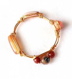 FOUR PENDANT BANGLE – BROWN & PINK