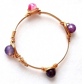 FOUR PENDANT BANGLE – PINK & PURPLE