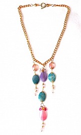 FRINGE NECKLACE – PINK & BLUE